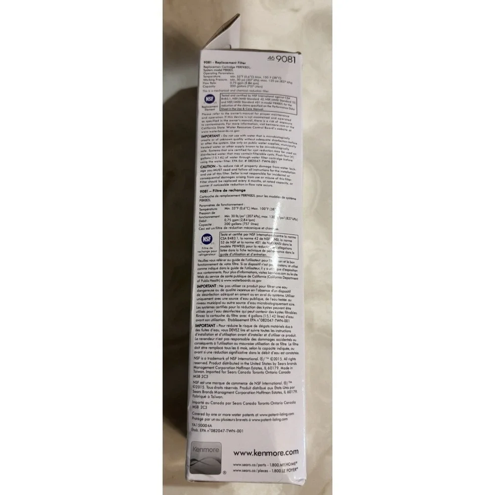 Sealed Kenmore‎ 46-9081 Refrigerator Water Filter P8RFKB2L